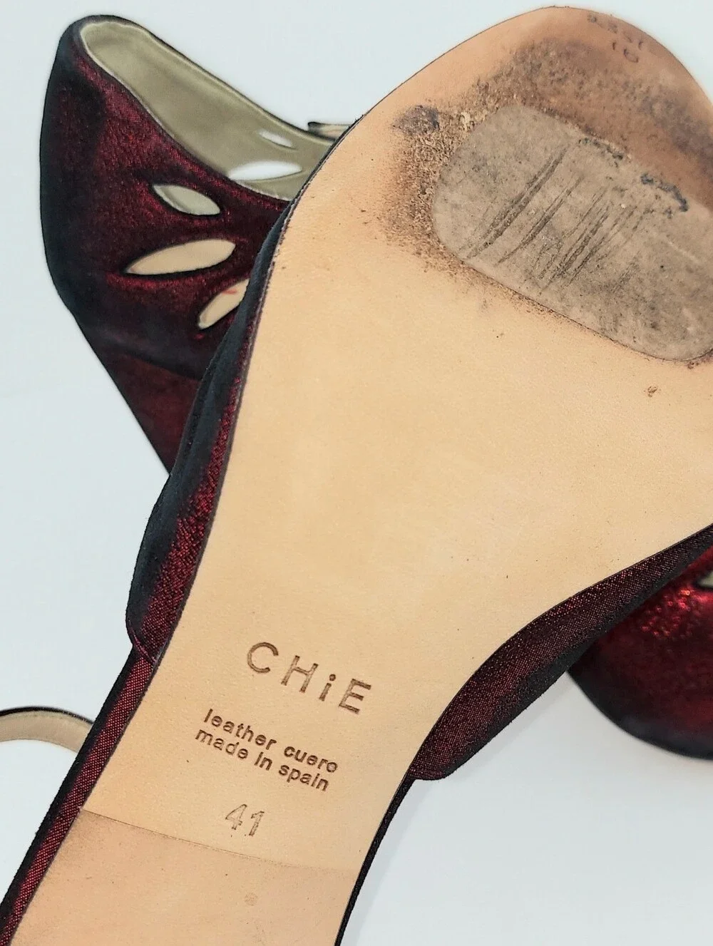 Chie Mihara Metallic Red Black Glitter Retro Style Heels